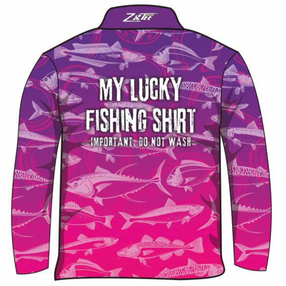 ☆Pre-Order☆ Fishing  Lucky Fishing Purple Pink Shirt Long or Short Sl – Z and  TEE