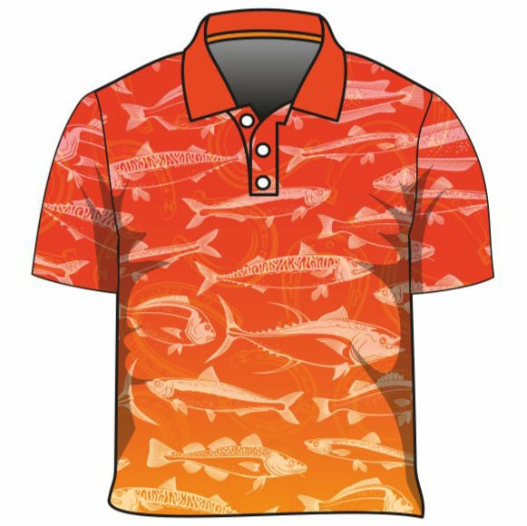 ☆Pre-Order☆ Fishing  Lucky Pattern Orange Fishing Shirt Long or Short – Z  and TEE