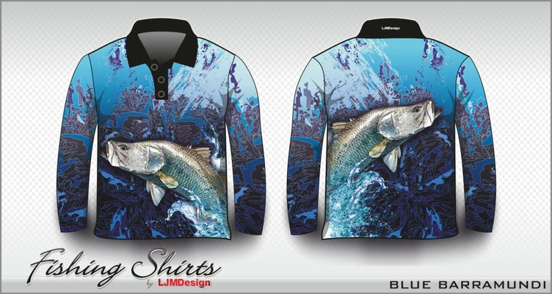 ☆Pre-Order☆ Fishing  Barramundi Blue Fishing Shirt – Z and TEE