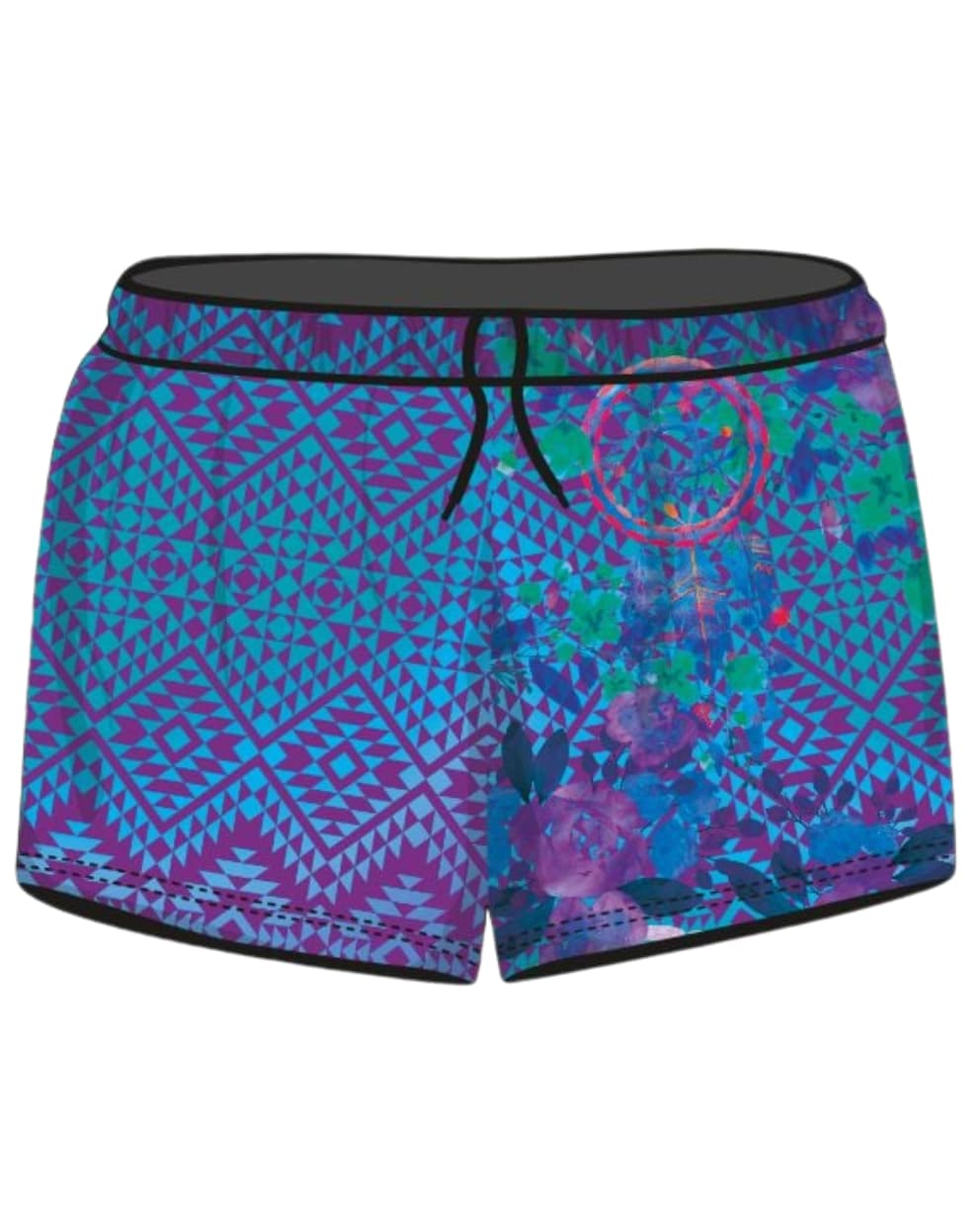 ★Pre-Order★ Rugby Shorts | Aztec Dreamcatcher Purple Z and TEE camping FISHING quick dry spo-default spo-disabled sun sunsafe SWIMMING uv Women WOMEN'S DESIGNS Women's Fishing womens z&tee