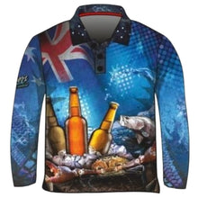 ★Pre-Order★ Australian | Cheers to the Weekend Blue Shirt Z and TEE AUSSIE FLAG Australia Australia Day Australian camping FISH DESIGNS fishing LJM men MEN'S DESIGNS mens Preorder quick dry spo-default spo-disabled sun sun shirt sun shirts sunsafe uv