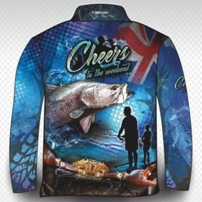 ★Pre-Order★ Australian | Cheers to the Weekend Fishing Shirt Z and TEE AUSSIE FLAG Australia Australia Day Australian camping FISH DESIGNS fishing LJM men MEN'S DESIGNS mens Preorder quick dry spo-default spo-disabled sun sun shirt sun shirts sunsafe uv