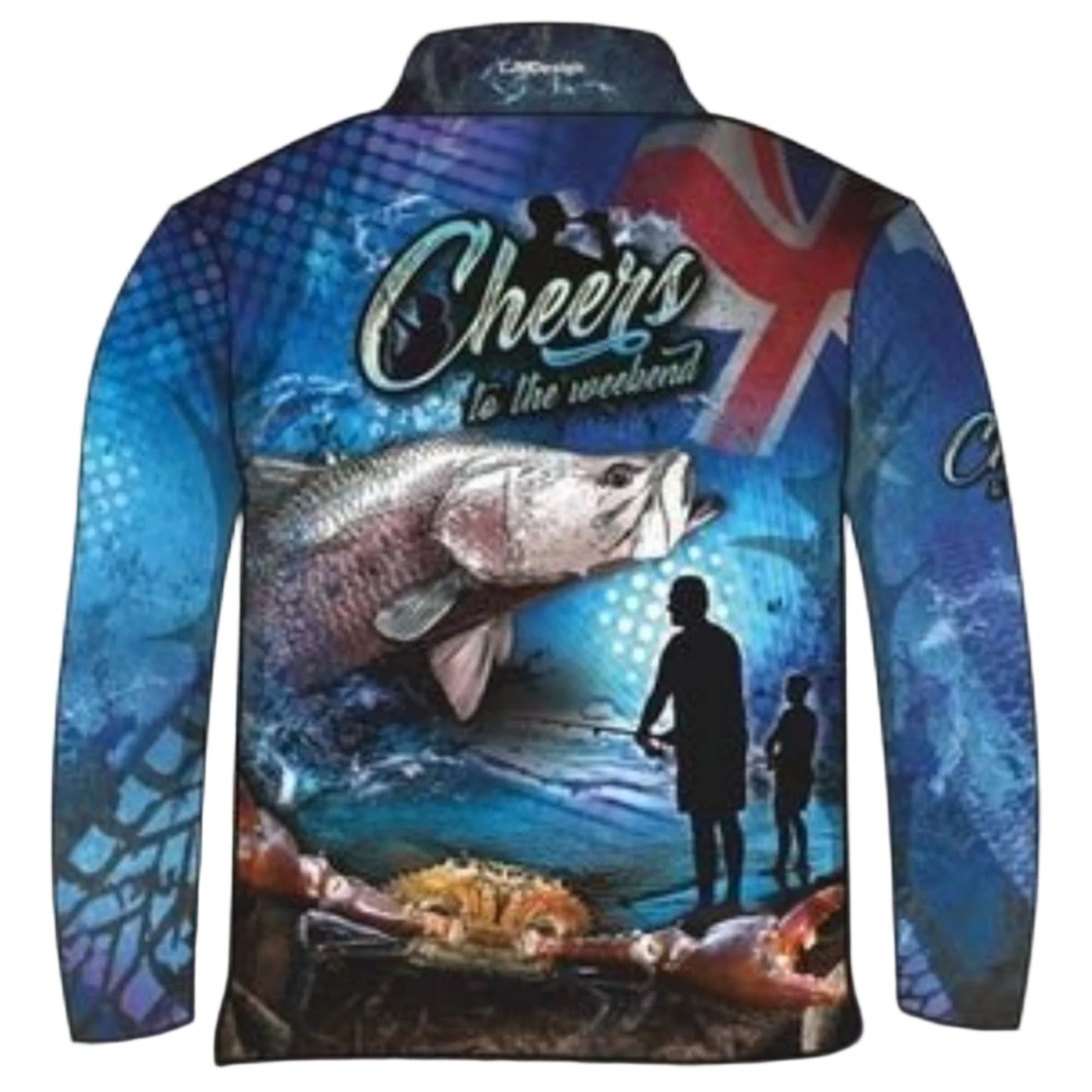 ★Pre-Order★ Australian | Cheers to the Weekend Blue Shirt Z and TEE AUSSIE FLAG Australia Australia Day Australian camping FISH DESIGNS fishing LJM men MEN'S DESIGNS mens Preorder quick dry spo-default spo-disabled sun sun shirt sun shirts sunsafe uv