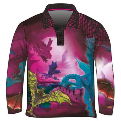 ★Pre-Order★ Kids | Castle of Dragons Pink Shirt Z and TEE camping fishing girls Kid's Fishing Kid's Fishing Apparel KIDS KIDS ALL kids design KIDS DESIGNS Kids UV rated shirt LJM pink Preorder quick dry spo-default spo-disabled sun sun shirt sun shirts sunsafe uv