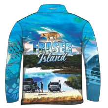 Fraser Island | Complete Fraser Island (K'gari) Blue Fishing Shirt ★Pre-Order★ Z and TEE 4x4 boy boys camping fishing FRASER ISLAND DESIGNS K'gari men MEN'S DESIGNS mens Preorder quick dry spo-default spo-disabled sun sun shirt sun shirts sunsafe travel uv