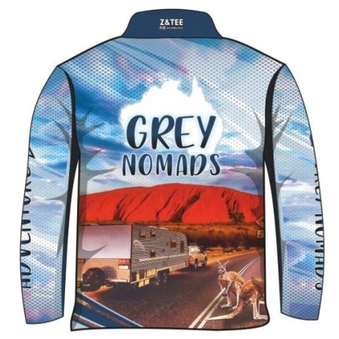 Camping & Caravan | Grey Nomads Caravan Shirt Z and TEE Australia Australia Day Australian Australiana BUY2SHIRTS camping CAMPING AND CARAVAN DESIGNS camping shirt DAD In Stock lastchance LJM men offroad quick dry spo-default spo-disabled sun sun shirt sun shirts sunsafe uv z&tee