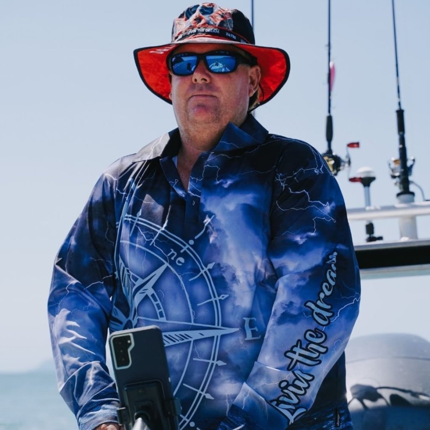 Compass | Livin the Dream Storm Shirt - In Stock Z and TEE camping DAD FATHER'S DAY FISHING in stock LJM MATCHING men MEN'S DESIGNS mens MEN’S DESIGNS PATTERN AND PLAIN DESIGNS quick dry spo-default spo-disabled sun sun shirt sun shirts sunsafe SWIMMING uv z&tee