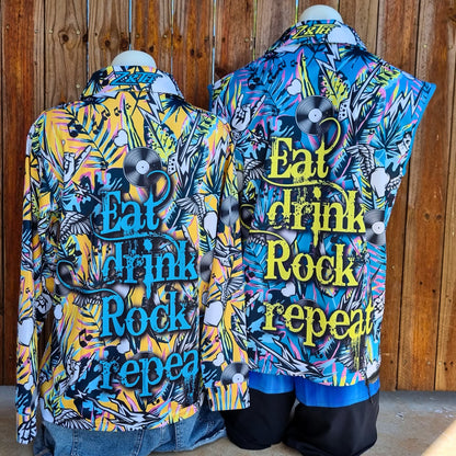 Music | Eat Drink Rock Repeat Blue Shirt - Sleeveless Z and TEE big red bash BUY2SHIRTS concert DAD festival In Stock lastchance matching dress party PATTERN AND PLAIN DESIGNS quick dry red hot summer rock and rock spo-default spo-disabled sun sun shirt sun shirts sunsafe TROPICAL DESIGNS uv z&tee