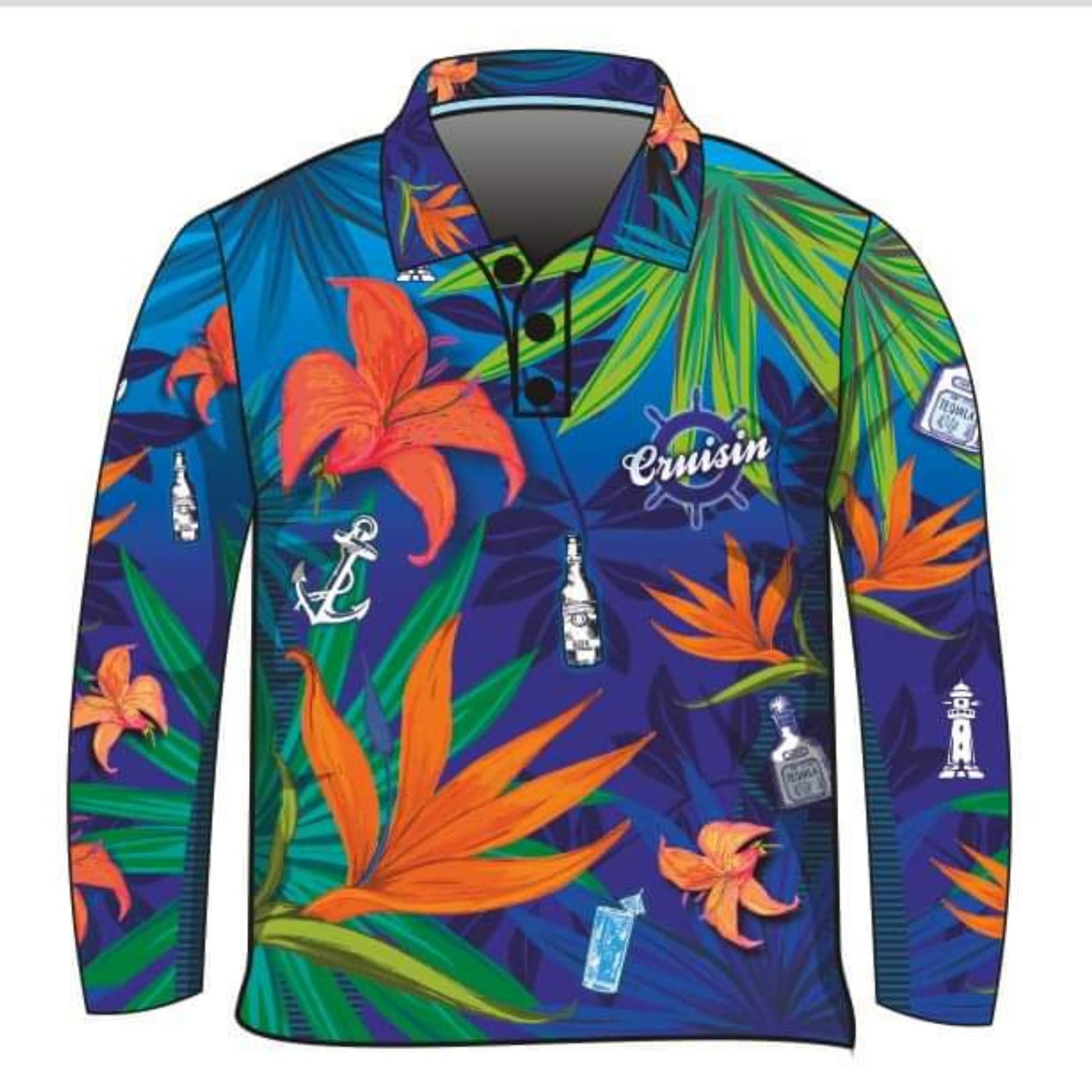 ★Pre-Order★ Cruise | Cruisin Party Blue Cruise Fishing Shirt Z and TEE Australia Australia Day Australian Australiana camping cruise dup-review-publication fishing LJM men mens Preorder quick dry spo-default spo-disabled sun sun shirt sun shirts sunsafe tropical TROPICAL DESIGNS uv