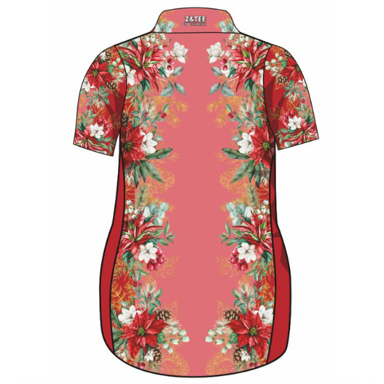 ★Pre-Order★ Floral Red Christmas Dress Long or Short Sleeve Z and TEE christmas girls womens xmas