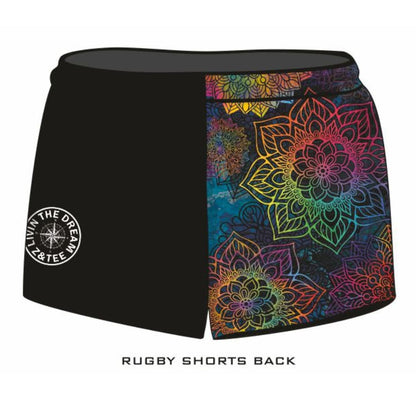 ★Pre-Order★ Rugby Shorts | Kaleidoscope Mandala Black Z and TEE camping FISHING LJM PATTERN AND PLAIN DESIGNS quick dry spo-default spo-disabled sun sunsafe SWIMMING uv Women WOMEN'S DESIGNS Women's Fishing womens z&tee