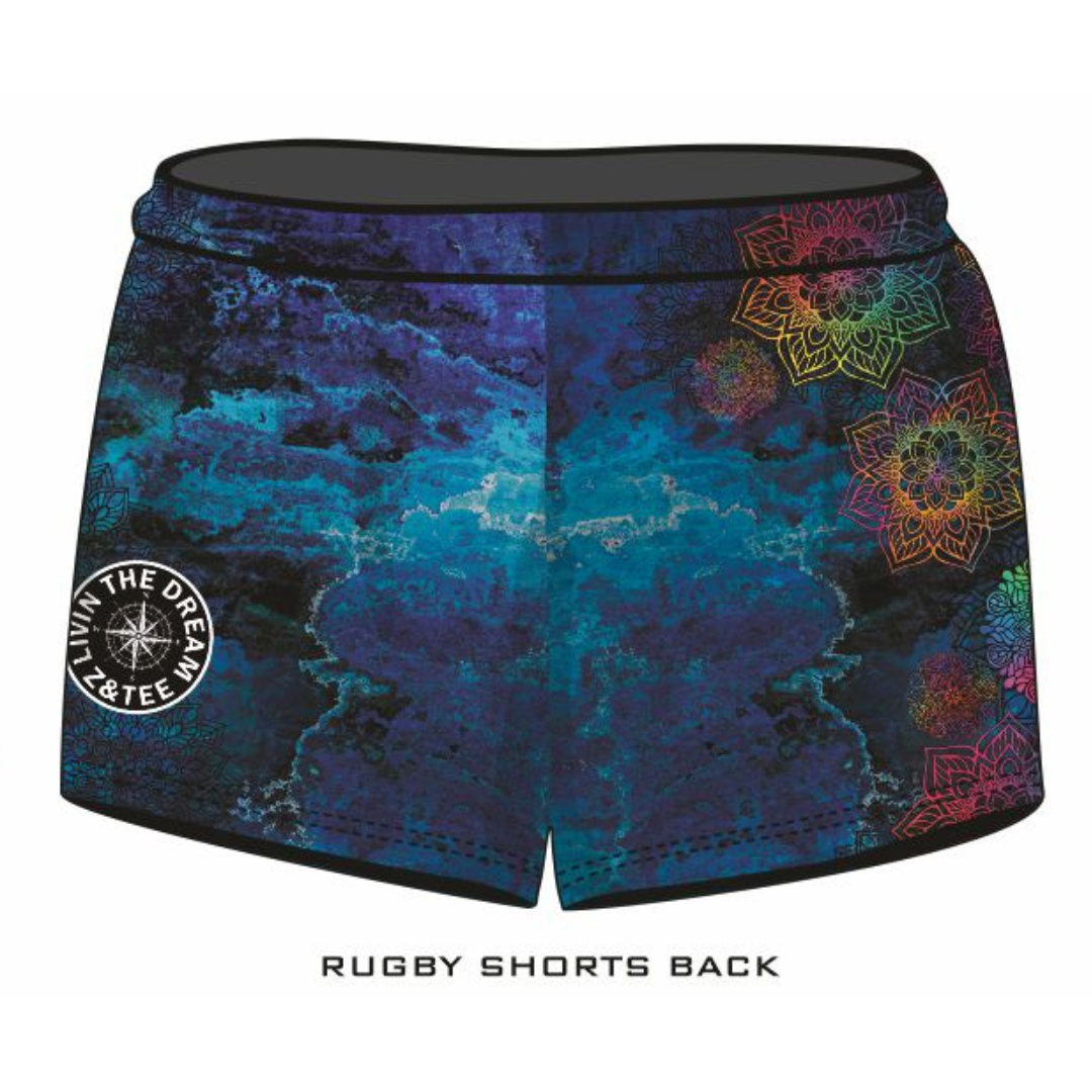 ★Pre-Order★ Rugby Shorts | Kaleidoscope Mandala Z and TEE camping FISHING LJM PATTERN AND PLAIN DESIGNS quick dry spo-default spo-disabled sun sunsafe SWIMMING uv Women WOMEN'S DESIGNS Women's Fishing womens z&tee