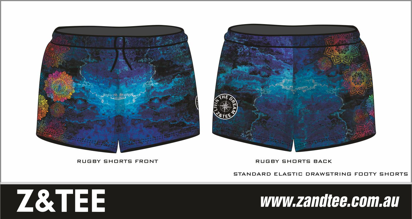 ★Pre-Order★ Rugby Shorts | Kaleidoscope Mandala Z and TEE camping FISHING LJM PATTERN AND PLAIN DESIGNS quick dry spo-default spo-disabled sun sunsafe SWIMMING uv Women WOMEN'S DESIGNS Women's Fishing womens z&tee