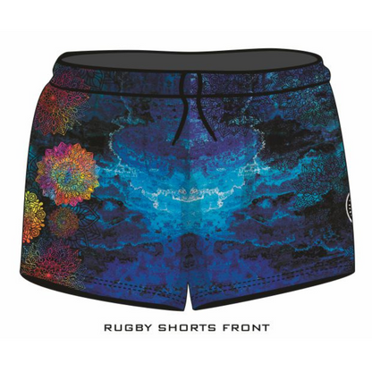 ★Pre-Order★ Rugby Shorts | Kaleidoscope Mandala Z and TEE camping FISHING LJM PATTERN AND PLAIN DESIGNS quick dry spo-default spo-disabled sun sunsafe SWIMMING uv Women WOMEN'S DESIGNS Women's Fishing womens z&tee