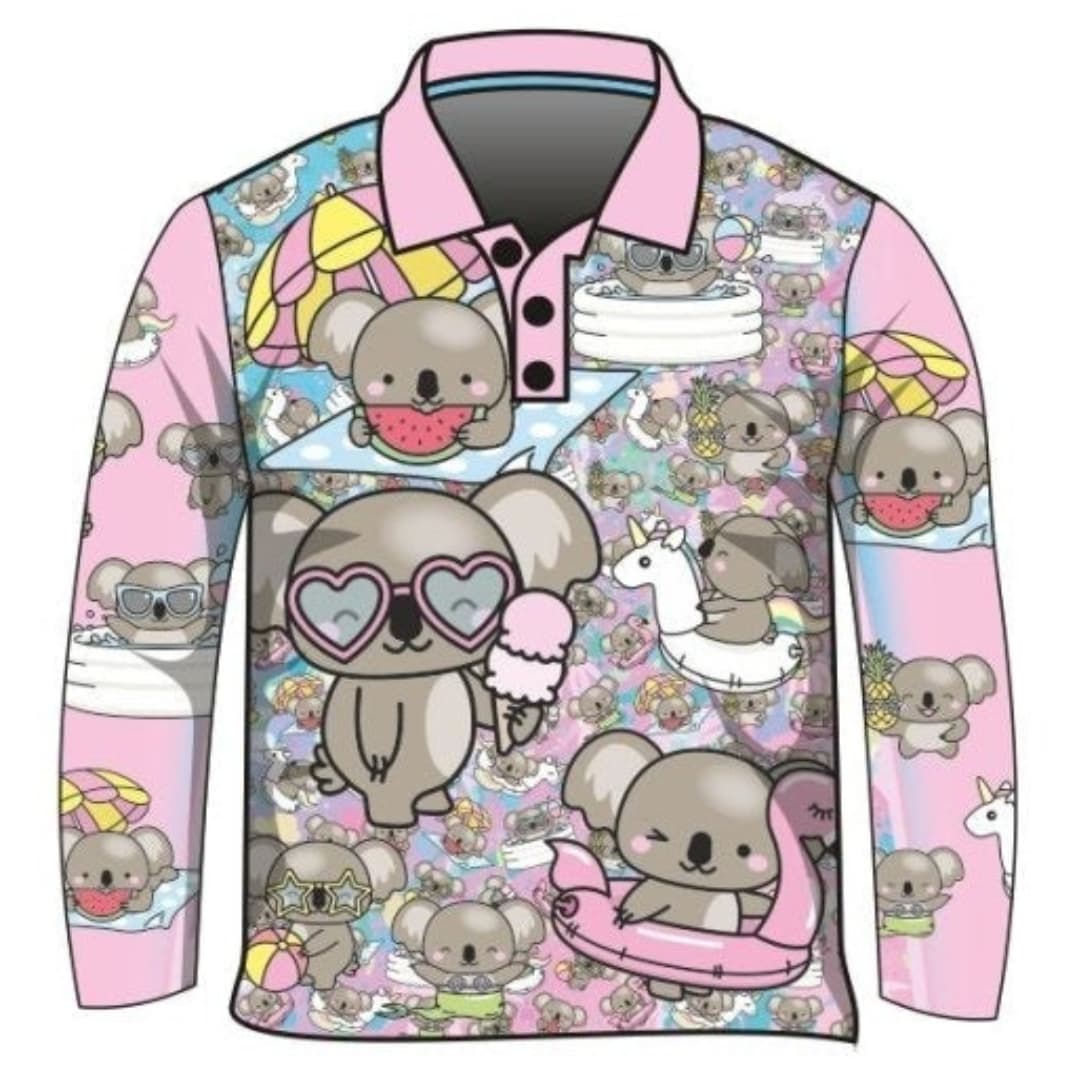 ★Pre-Order★ Kids | Ko Ko Koala Pink Shirt Z and TEE Australia Australia Day Australian camping fishing GIRLS DESIGNS KIDS LJM Preorder quick dry spo-default spo-disabled sun sun shirt sun shirts sunsafe uv