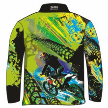 Pre-Order Kid's | Extreme Motorbike, Green UV Protection Shirt Z and TEE BOYS DESIGNS camping fishing KIDS KIDS ALL kids design KIDS DESIGNS Kids UV rated shirt LJM men MEN'S DESIGNS MEN’S DESIGNS Preorder quick dry spo-default spo-disabled sun sun shirt sun shirts sunsafe uv xtreme