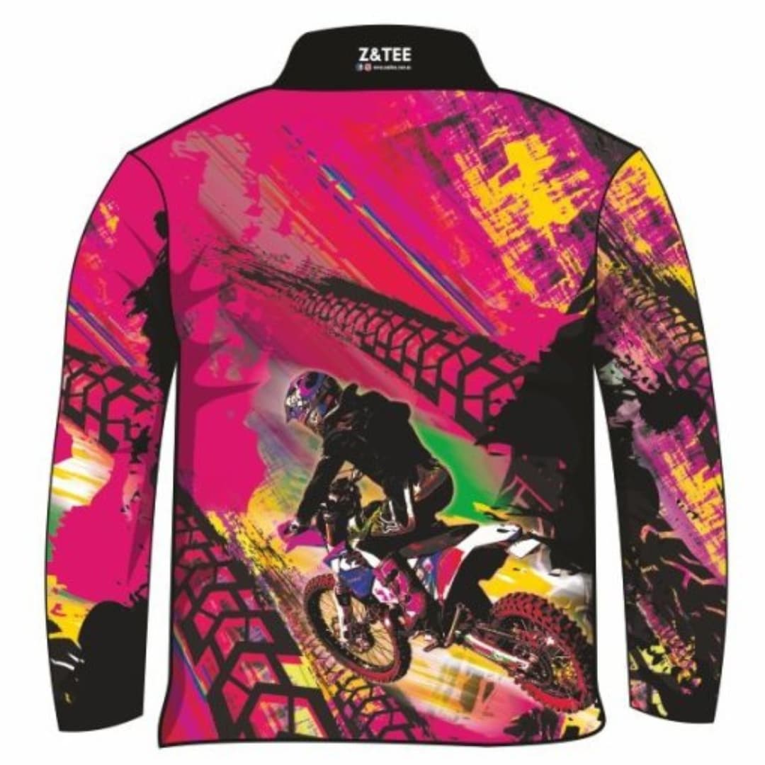 ★Pre-Order★ Extreme | Motorbike Pink Shirt Z and TEE camping fishing GIRLS DESIGNS KIDS LJM Preorder quick dry spo-default spo-disabled sun sun shirt sun shirts sunsafe uv Women WOMEN'S DESIGNS Women's Fishing Women's Fishing Shirt womens xtreme