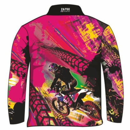 ★Pre-Order★ Extreme | Motorbike Pink Shirt Z and TEE camping fishing GIRLS DESIGNS KIDS LJM Preorder quick dry spo-default spo-disabled sun sun shirt sun shirts sunsafe uv Women WOMEN'S DESIGNS Women's Fishing Women's Fishing Shirt womens xtreme