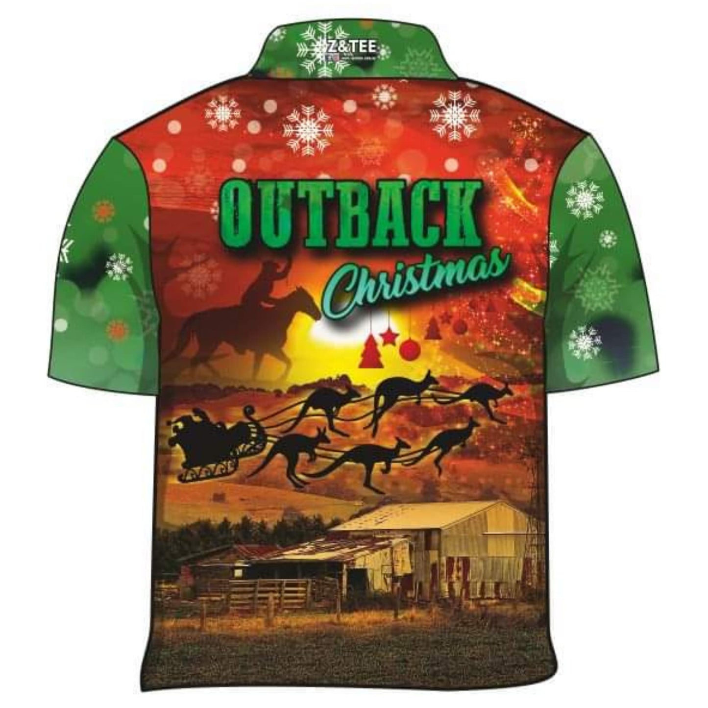 Christmas | Outback Christmas Shirt - In Stock Z and TEE Aussie Australia Australia Day Australian Australiana boxingday boys camping Children Fishing Children's Fishing Christmas FATHER'S DAY FISHING HIM ALL in stock LJM men mens quick dry spo-default spo-disabled sun sun shirt sun shirts sunsafe SWIMMING uv xmas z&tee