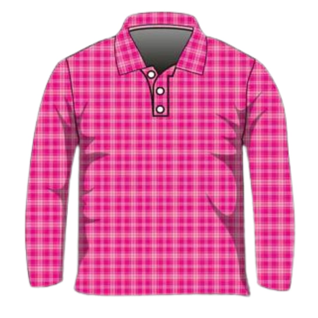 ★Pre-Order★ Australian | Pink Flanny Fishing Shirt Z and TEE camping fishing LJM Preorder quick dry spo-default spo-disabled sun sun shirt sun shirts sunsafe tartan uv Women WOMEN'S DESIGNS Women's Fishing Shirt womens