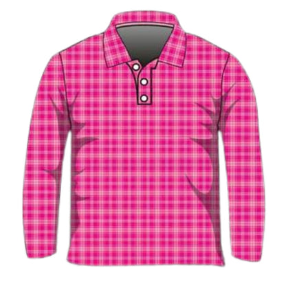 ★Pre-Order★ Australian | Pink Flanny Fishing Shirt Z and TEE camping fishing LJM Preorder quick dry spo-default spo-disabled sun sun shirt sun shirts sunsafe tartan uv Women WOMEN'S DESIGNS Women's Fishing Shirt womens