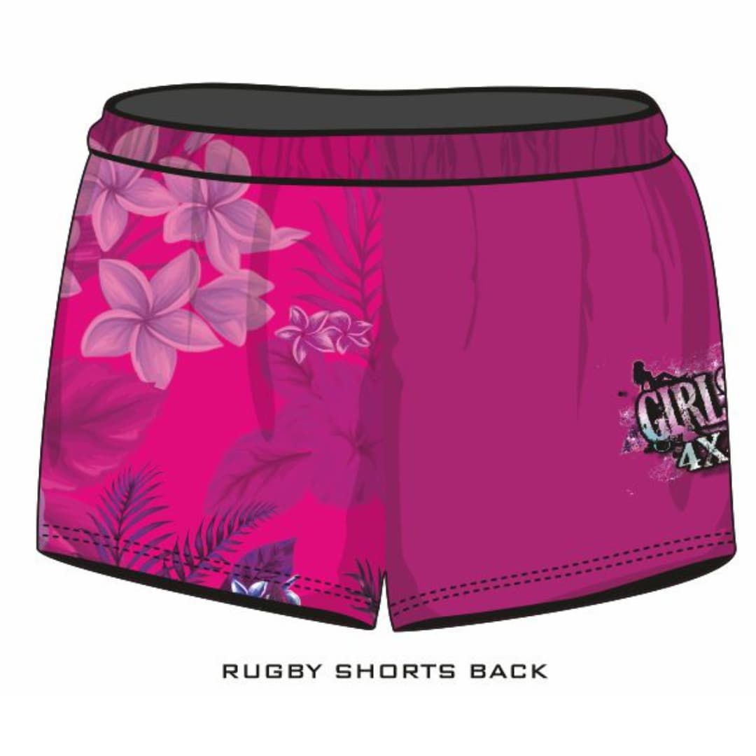 ★Pre-Order★ Rugby Shorts | Girls 4x4 Tropical Pink Z and TEE camping FISHING quick dry spo-default spo-disabled sun sunsafe SWIMMING TROPICAL DESIGNS uv Women WOMEN'S DESIGNS Women's Fishing womens z&tee