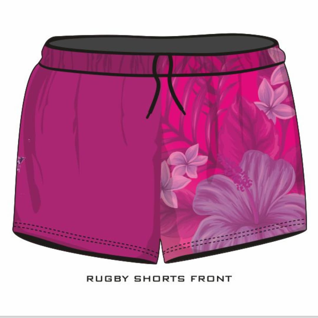 ★Pre-Order★ Rugby Shorts | Girls 4x4 Tropical Pink Z and TEE camping FISHING quick dry spo-default spo-disabled sun sunsafe SWIMMING TROPICAL DESIGNS uv Women WOMEN'S DESIGNS Women's Fishing womens z&tee