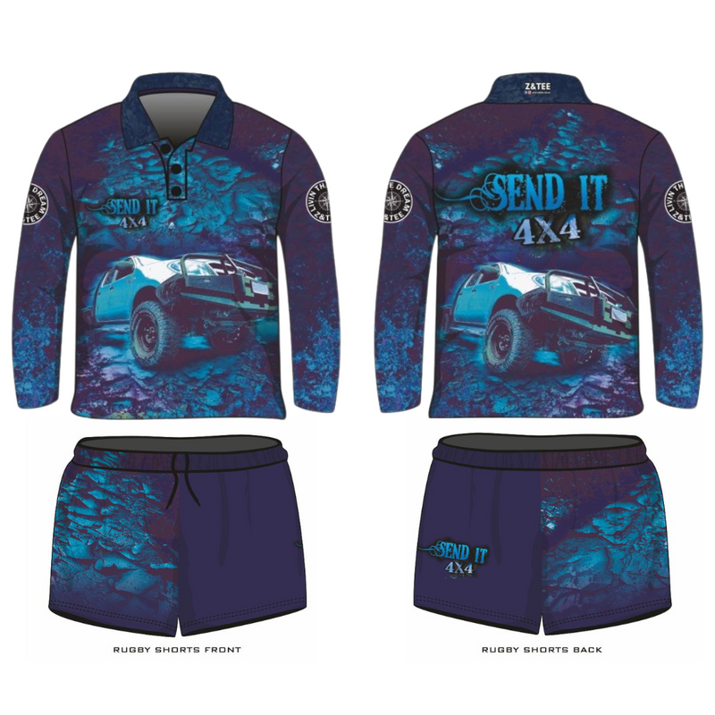 ★Pre-Order★ Rugby Shorts | Send It 4x4 Blue LJM Designs camping FISHING in stock LJM men MEN'S DESIGNS mens MEN’S DESIGNS quick dry spo-default spo-disabled sun sun shirt sun shirts sunsafe SWIMMING uv z&tee