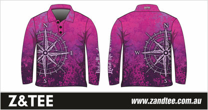 ★Pre-Order★ Compass | Purple Pink Shirt Z and TEE camping fishing GIRLS DESIGNS KIDS LJM men PATTERN AND PLAIN DESIGNS Preorder quick dry spo-default spo-disabled sun sun shirt sun shirts sunsafe uv WOMEN'S DESIGNS womens