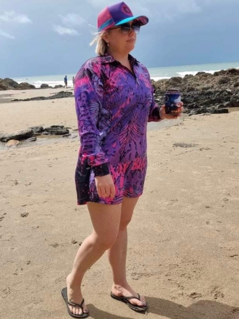 Stay Salty Purple Pink Mermaid Lifestyle Fishing Dress with Zip Z and TEE girls in stock PATTERN AND PLAIN DESIGNS pink WOMEN'S DESIGNS womens