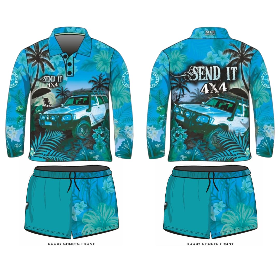 ★Pre-Order★ Rugby Shorts | Send It 4x4 Tropical Aqua