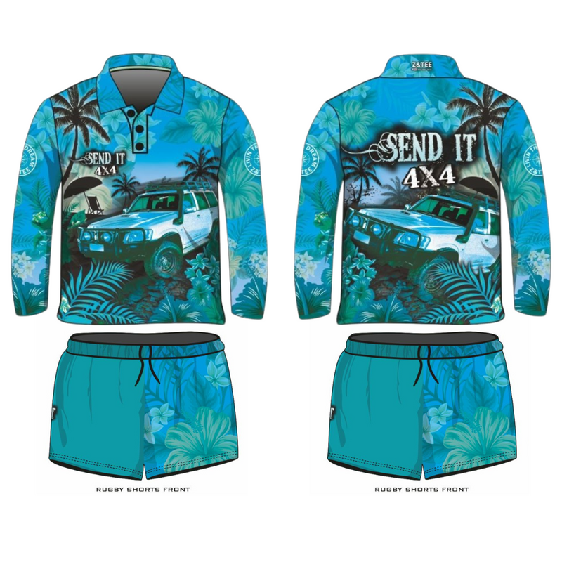 ★Pre-Order★ Rugby Shorts | Send It 4x4 Tropical Aqua LJM Designs camping cape york CAPE YORK DESIGNS FISHING in stock LJM quick dry spo-default spo-disabled sun sun shirt sun shirts sunsafe SWIMMING uv Women WOMEN'S DESIGNS Women's Fishing womens z&tee