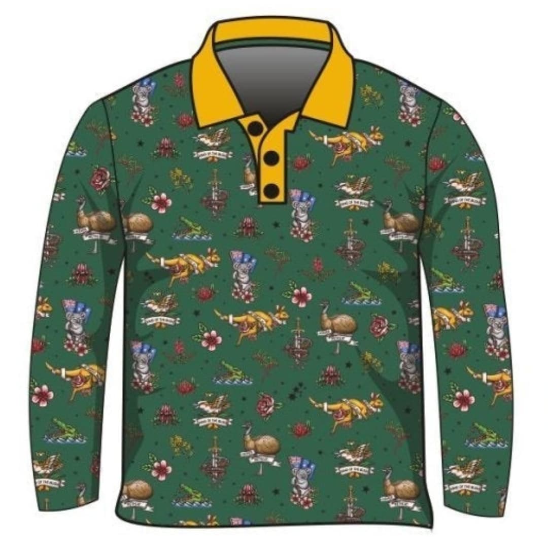 ★Pre-Order★ Australian | Straya Green Fishing Shirt Z and TEE Australia Australia Day Australian camping COUNTRY WESTERN DESIGNS fishing LJM MEN'S DESIGNS mens PATTERN AND PLAIN DESIGNS Preorder quick dry spo-default spo-disabled sun sun shirt sun shirts sunsafe uv western