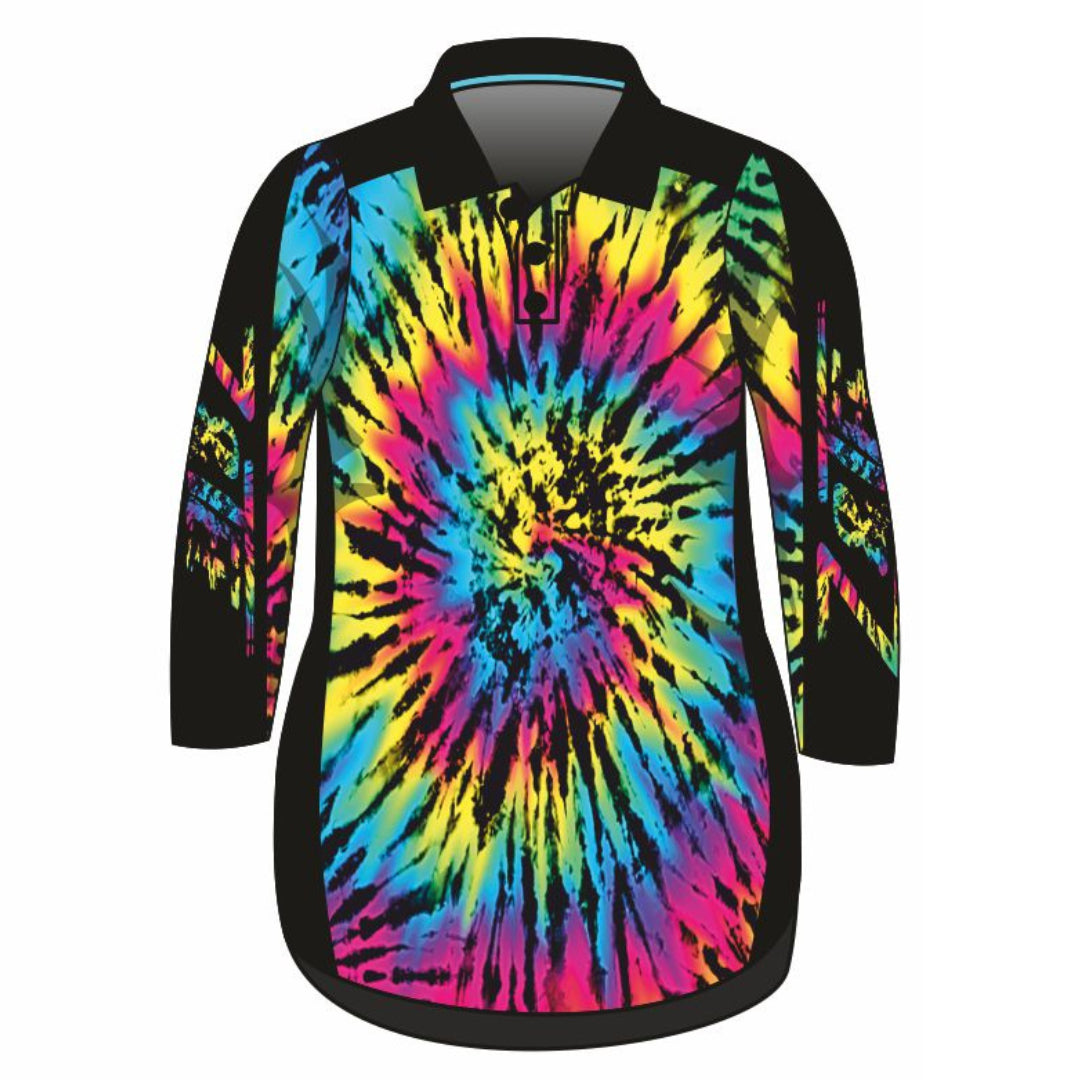 ★Pre-Order★ Pattern | Tie Dye Black Lifestyle Dress Z and TEE girls Women WOMEN'S DESIGNS Women's Fishing Women's Fishing Shirt womens