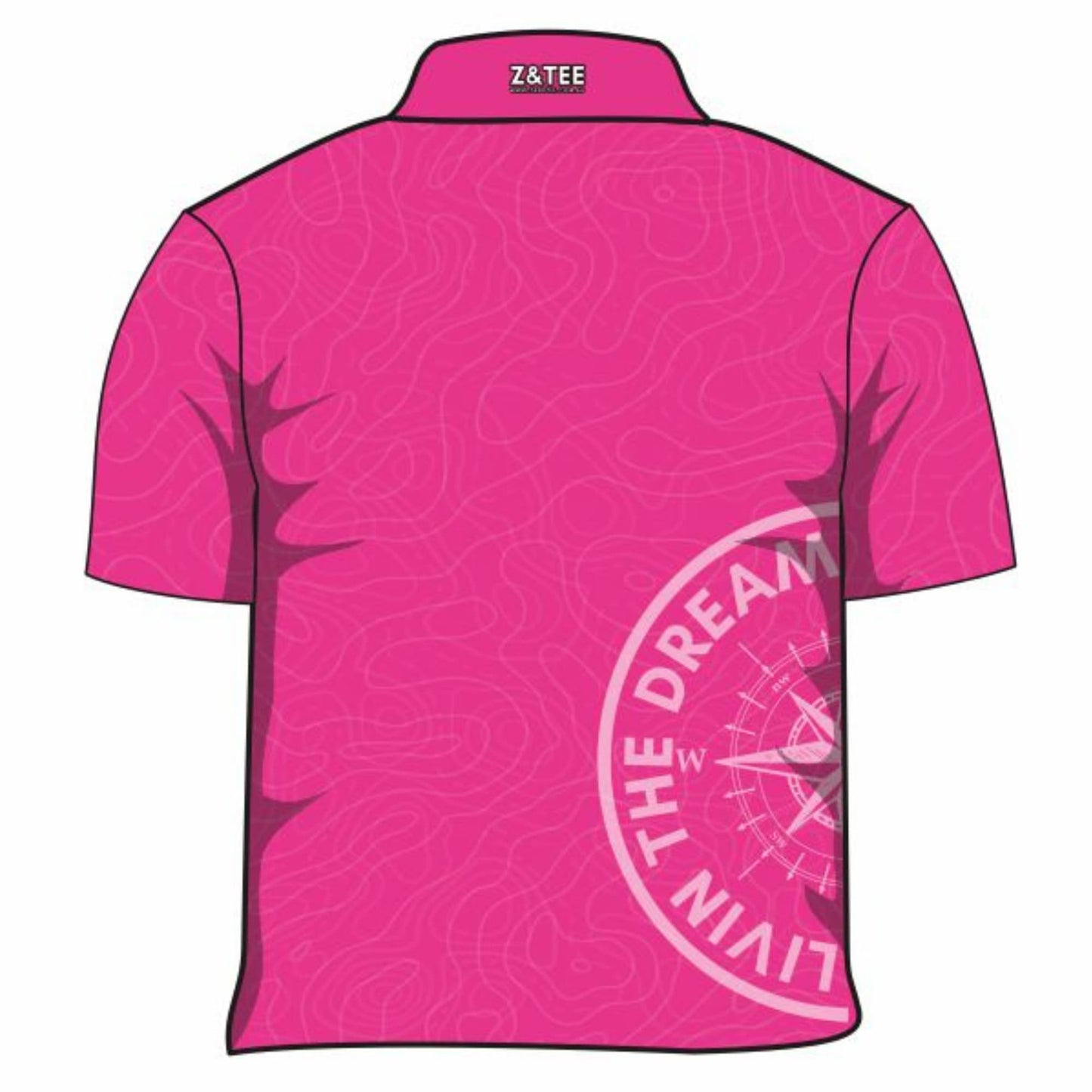 ★Pre-Order★ Compass | Topography Pink Fishing Shirt Z and TEE adventure camping fishing Girls GIRLS DESIGNS LJM PATTERN AND PLAIN DESIGNS plain plain colour Preorder quick dry spo-default spo-disabled sun sun shirt sun shirts sunsafe uv Women WOMEN'S DESIGNS Women's Fishing Women's Fishing Shirt womens