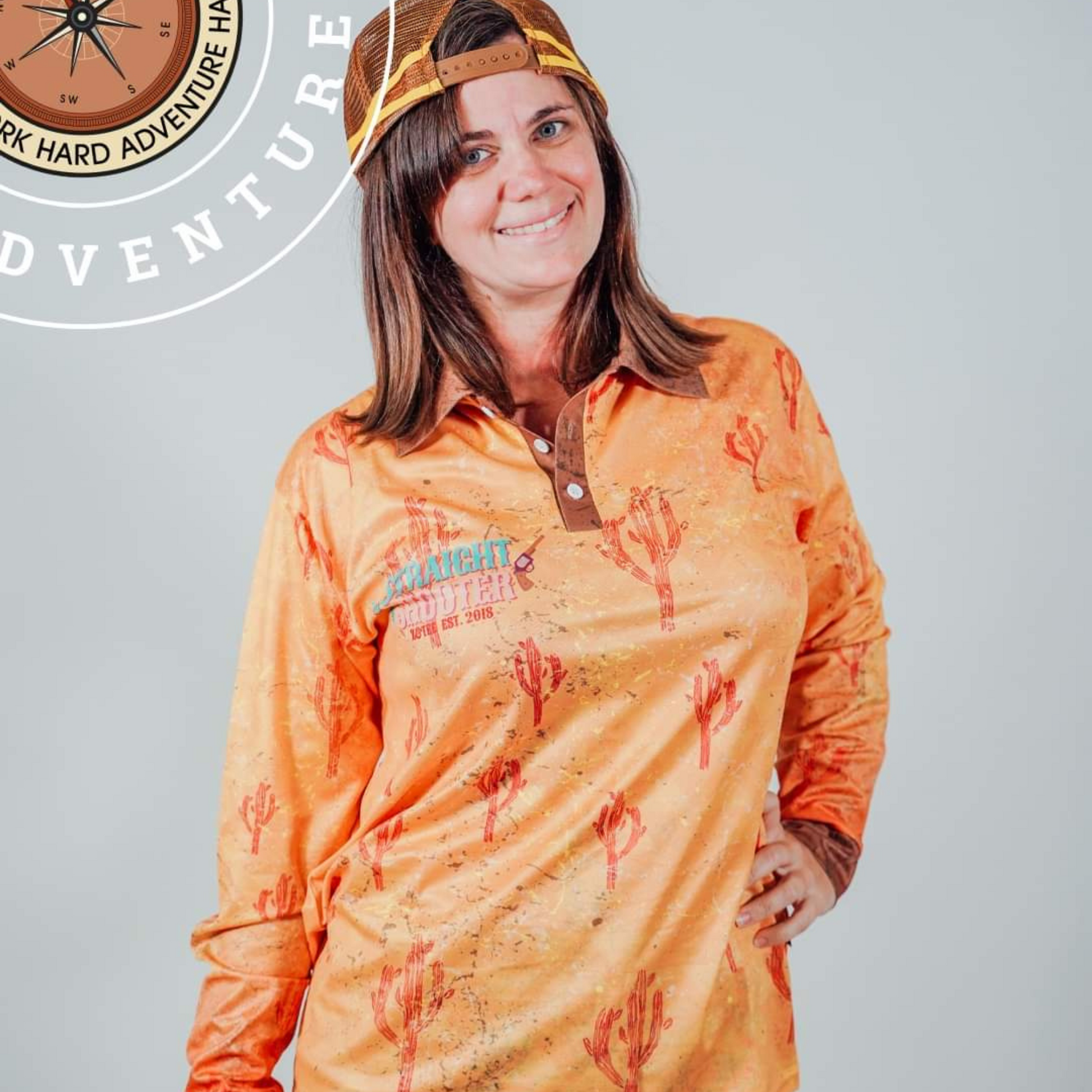 ★Pre-Order★ Western | Straight Shooter Western Fishing Shirt Z and TEE boots cactus camping country COUNTRY WESTERN DESIGNS cowgirl fishing ladies LJM outback Preorder quick dry spo-default spo-disabled sun sun shirt sun shirts sunsafe uv western women's WOMEN'S DESIGNS