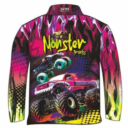 ★Pre-Order★ Kids | Monster Truck Pink Shirt Z and TEE camping Children Fishing Children's Fishing fishing GIRL Girl's Fishing GIRLS DESIGNS KIDS LJM Preorder quick dry spo-default spo-disabled sun sun shirt sun shirts sunsafe uv Women