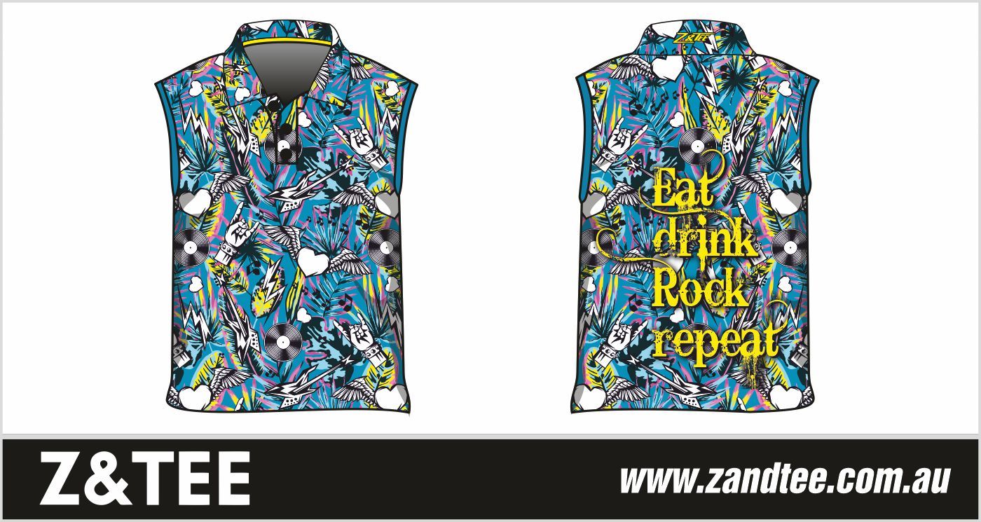 Music | Eat Drink Rock Repeat Blue Shirt - Sleeveless Z and TEE big red bash BUY2SHIRTS concert DAD festival In Stock lastchance matching dress party PATTERN AND PLAIN DESIGNS quick dry red hot summer rock and rock spo-default spo-disabled sun sun shirt sun shirts sunsafe TROPICAL DESIGNS uv z&tee