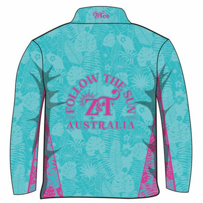 ★Pre-Order★ Follow the Sun | Tropical Turquoise Shirt Z and TEE camping cruise fishing Girls GIRLS DESIGNS LJM PATTERN AND PLAIN DESIGNS Preorder quick dry spo-default spo-disabled sun sun shirt sun shirts sunsafe tropical TROPICAL DESIGNS uv Women Women's Fishing Women's Fishing Shirt womens