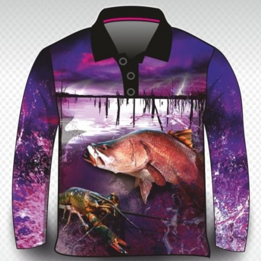 Barramundi - Tinaroo Barra Purple Fishing Shirt ☆ Pre-Order ☆ – Z and TEE