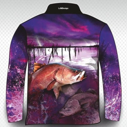 ★Pre-Order★ Fishing | Barramundi Tinaroo Barra Purple Shirt Z and TEE barramundi FISH DESIGNS fishing girl girls GIRLS DESIGNS ladies LJM pink Preorder quick dry spo-default spo-disabled sun sun shirt sun shirts sunsafe uv women WOMEN'S DESIGNS womens