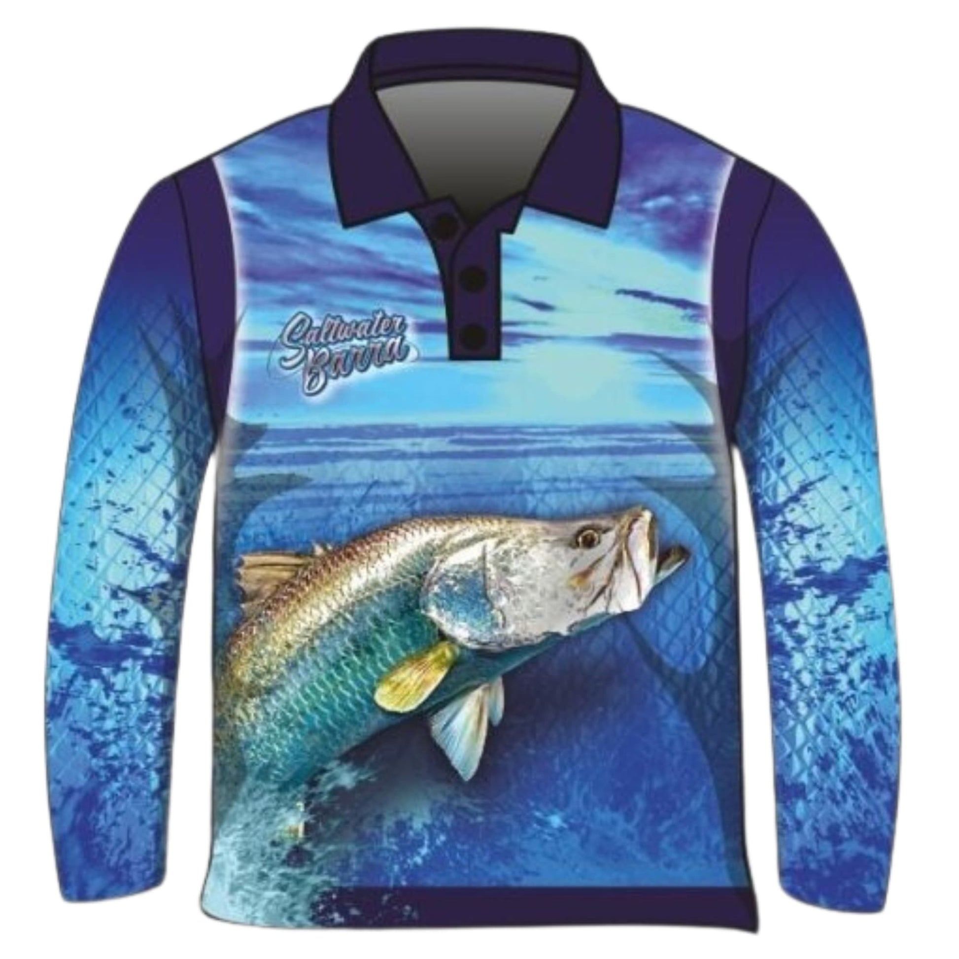 ★Pre-Order★ Fishing | Barramundi Saltwater Blue Fishing Shirt Z and TEE barramundi blue boy boys BOYS DESIGNS FISH DESIGNS fishing LJM men MEN'S DESIGNS mens Preorder quick dry spo-default spo-disabled sun sun shirt sun shirts sunsafe uv