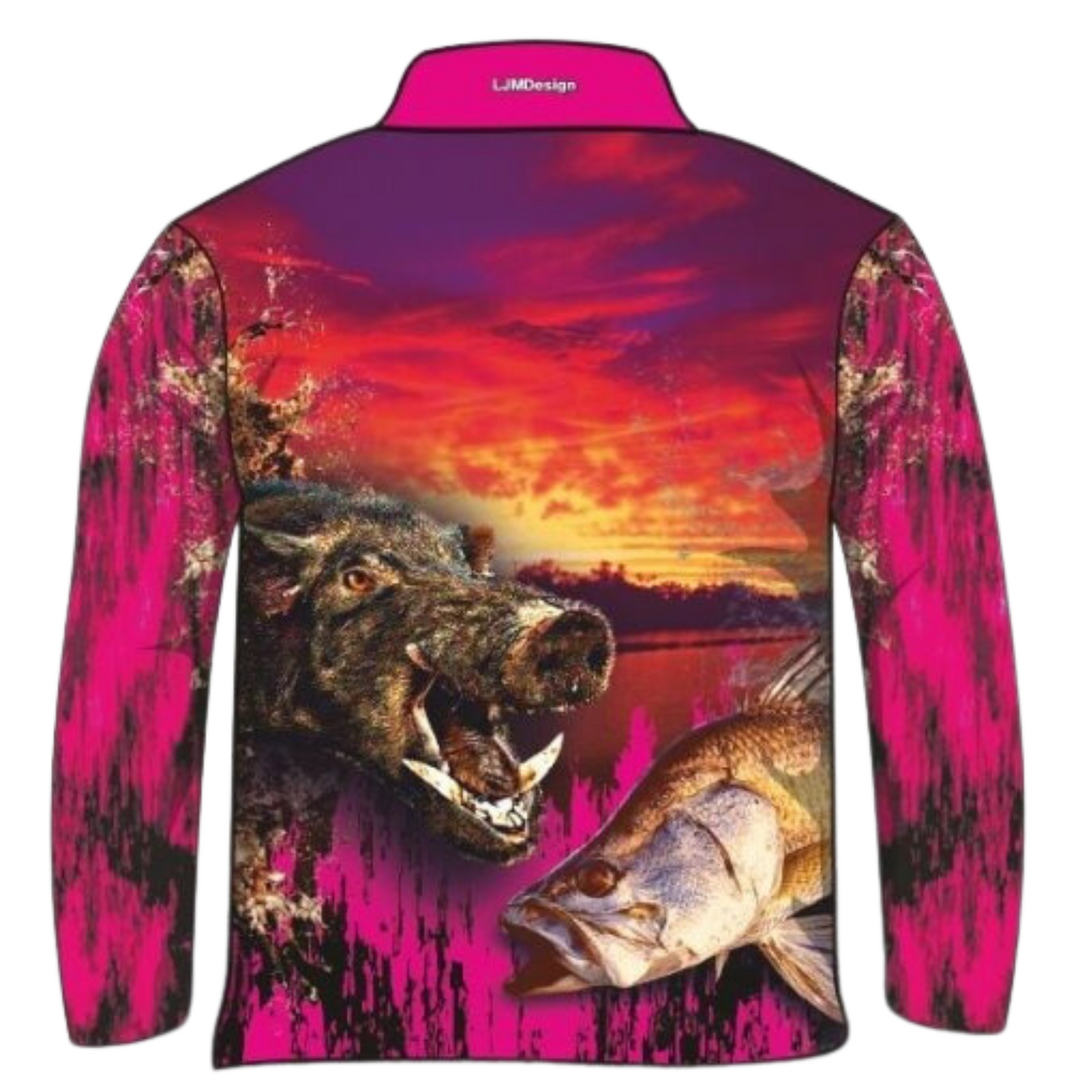 ★Pre-Order★ Hunting | Boars and Barra Pink Fishing Shirt Z and TEE barramundi FISH DESIGNS fishing girl girls hog hogs hunting HUNTING DESIGNS KIDS ladies LJM pig pig hunting Preorder quick dry spo-default spo-disabled sun sun shirt sun shirts sunsafe uv women womens