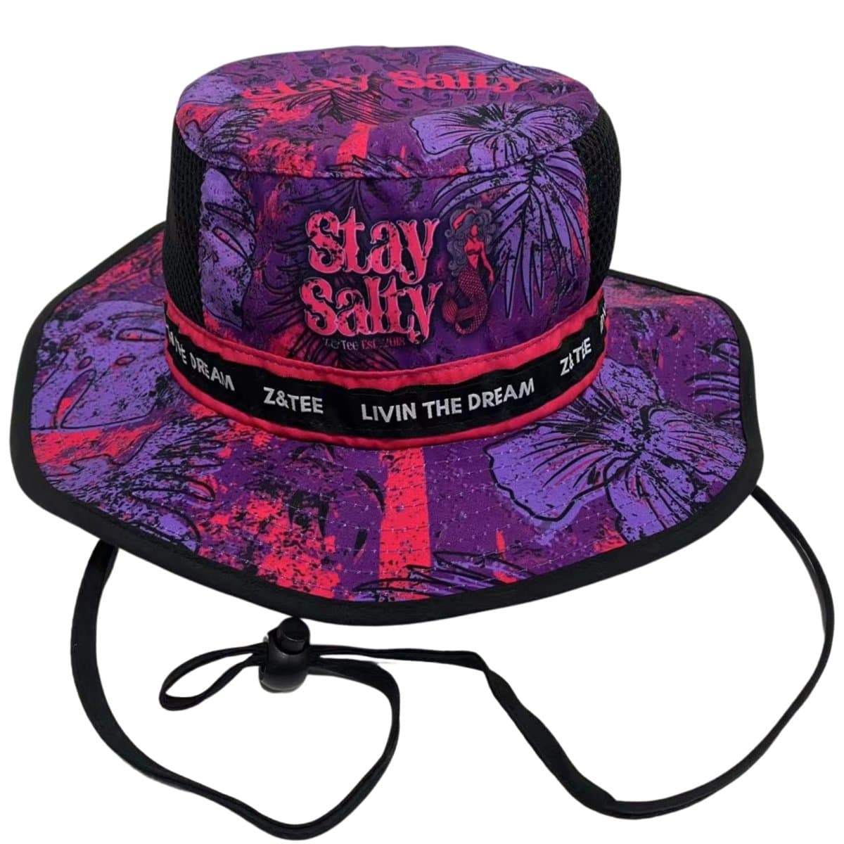 Stay Salty | Purple Pink Wide Brim Hat - In Stock Z and TEE Aussie Australia Australia Day Australian HAT HER ALL KIDS ALL Preorder spo-default spo-disabled