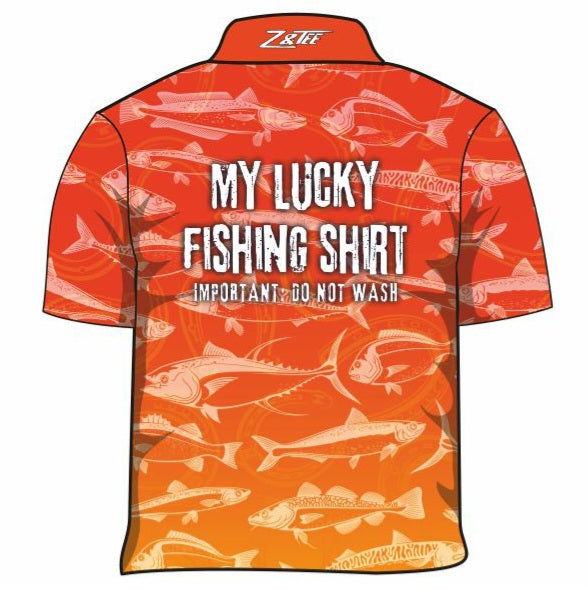 ★Pre-Order★ Fishing | Lucky Fishing Orange Shirt Z and TEE Aussie Australia Australia Day Australian Australiana camping cruise Cruising fishing shirt girls KIDS KIDS ALL kids design KIDS DESIGNS Kids UV rated shirt koala LJM PATTERN AND PLAIN DESIGNS Preorder quick dry spo-default spo-disabled sun sun shirt sun shirts sunsafe swim shirt tropical TROPICAL DESIGNS uv