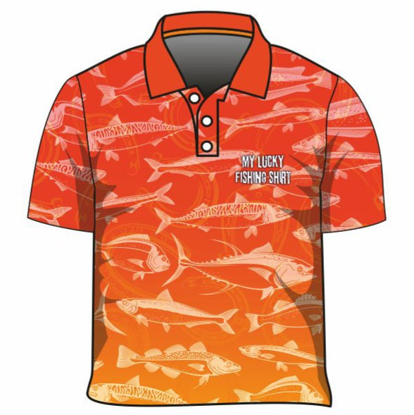 ★Pre-Order★ Fishing | Lucky Fishing Orange Shirt Z and TEE Aussie Australia Australia Day Australian Australiana camping cruise Cruising fishing shirt girls KIDS KIDS ALL kids design KIDS DESIGNS Kids UV rated shirt koala LJM PATTERN AND PLAIN DESIGNS Preorder quick dry spo-default spo-disabled sun sun shirt sun shirts sunsafe swim shirt tropical TROPICAL DESIGNS uv