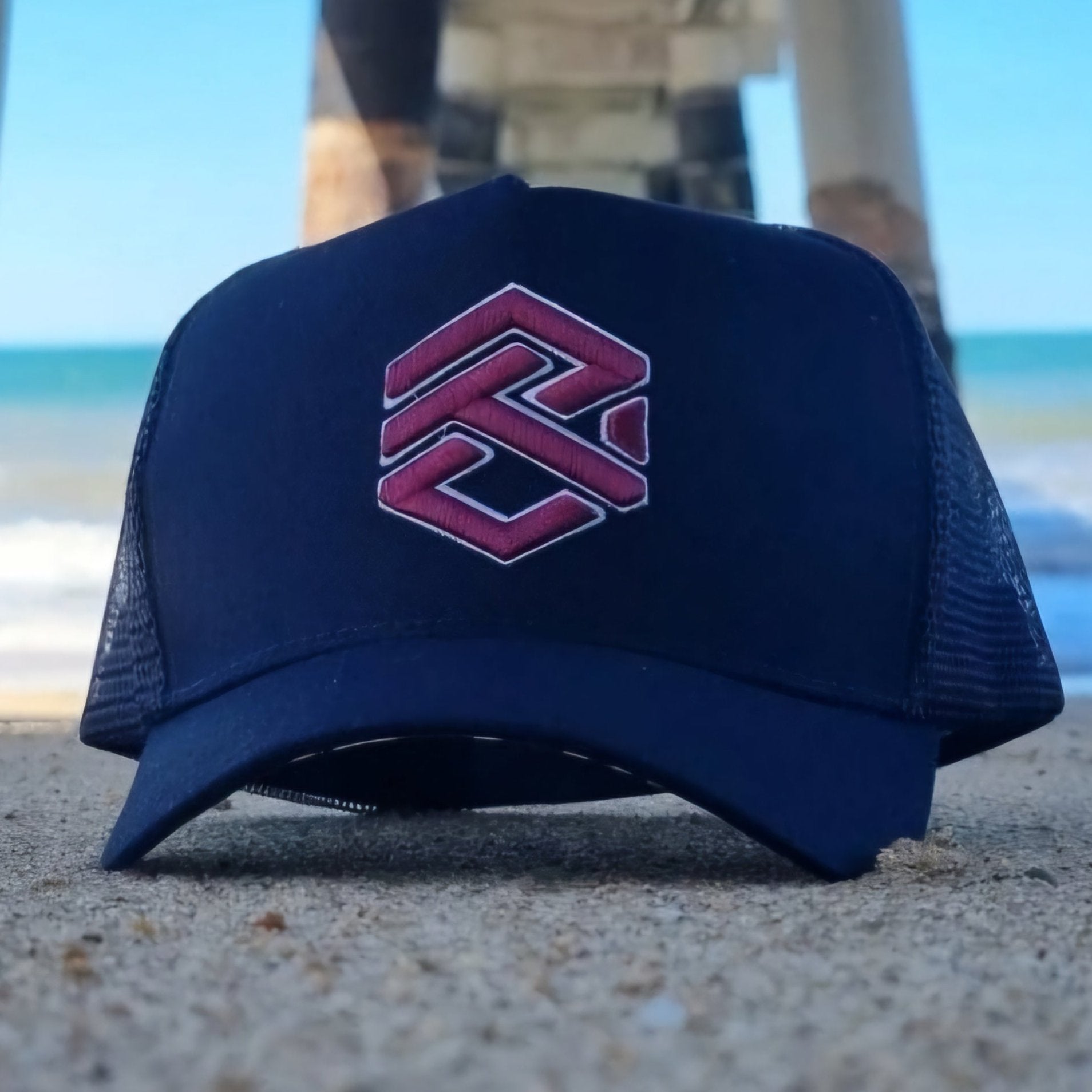 Z&Tee Urban | Navy / Maroon Trucker Cap - In Stock Z and TEE Aussie boxingday Country Trucker DAD HAT HIM ALL in stock lastchance spo-default spo-disabled Trucker western