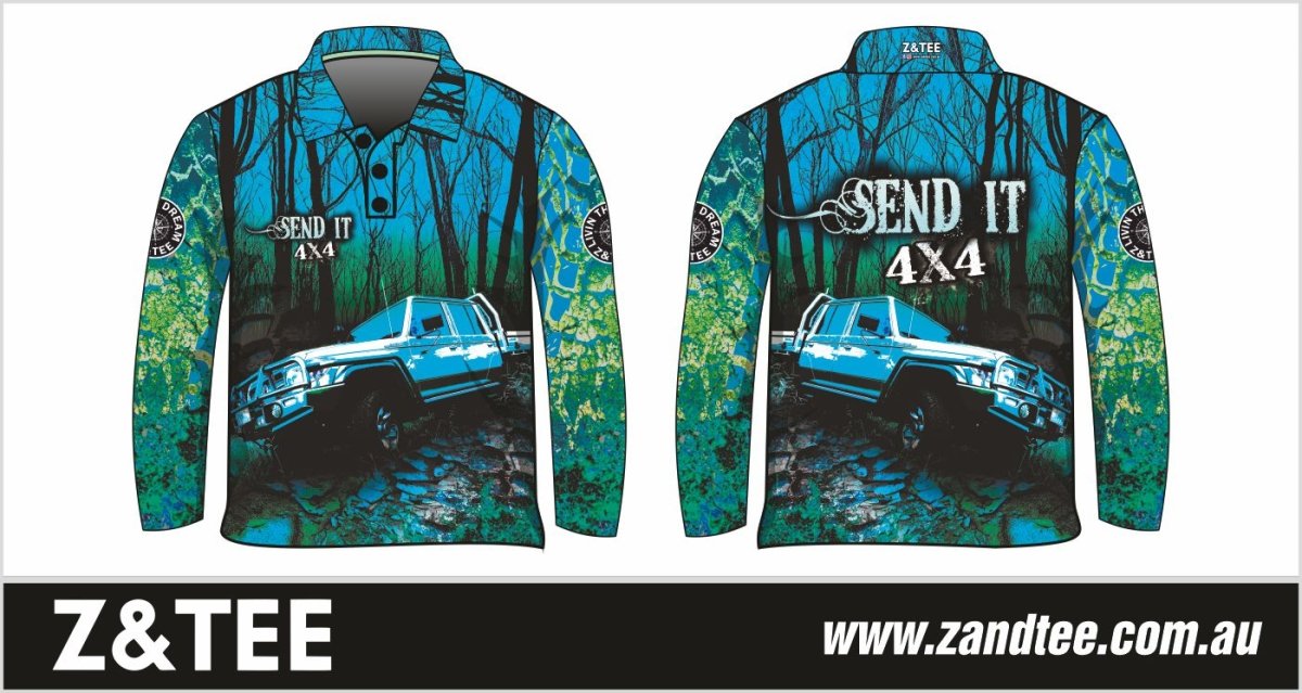 ★Pre-Order★ 4x4 | Send It Bush Aqua Shirt Z and TEE 4wd 4x4 4X4 DESIGNS boy boys camping cape en fishing girl girls KIDS LJM men mens Preorder quick dry spo-default spo-disabled sun sun shirt sun shirts sunsafe tip travel uv Women womens