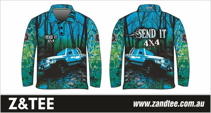 ★Pre-Order★ 4x4 | Send It Bush Aqua Shirt Z and TEE 4wd 4x4 4X4 DESIGNS boy boys camping cape en fishing girl girls KIDS LJM men mens Preorder quick dry spo-default spo-disabled sun sun shirt sun shirts sunsafe tip travel uv Women womens