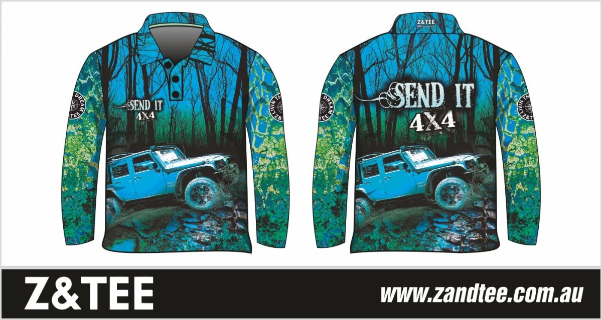 ★Pre-Order★ 4x4 | Send It Bush Aqua Shirt Z and TEE 4wd 4x4 4X4 DESIGNS boy boys camping cape en fishing girl girls KIDS LJM men mens Preorder quick dry spo-default spo-disabled sun sun shirt sun shirts sunsafe tip travel uv Women womens